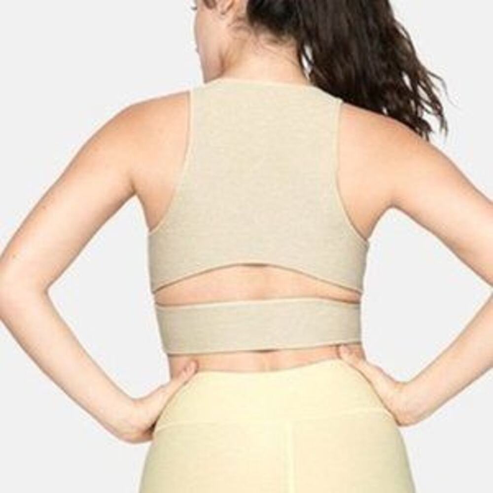 Outdoor Voices Women's Size XS Beige Yellow Slashback Crop Sports Bra